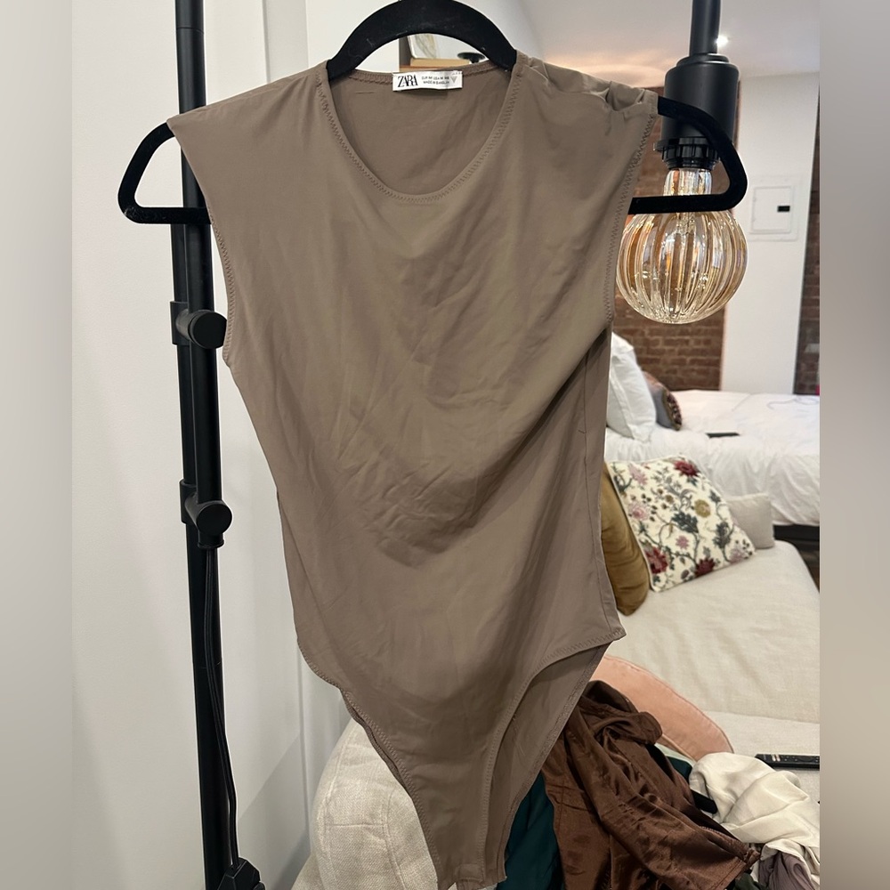 Zara Brown Sleeveless Bodysuit
